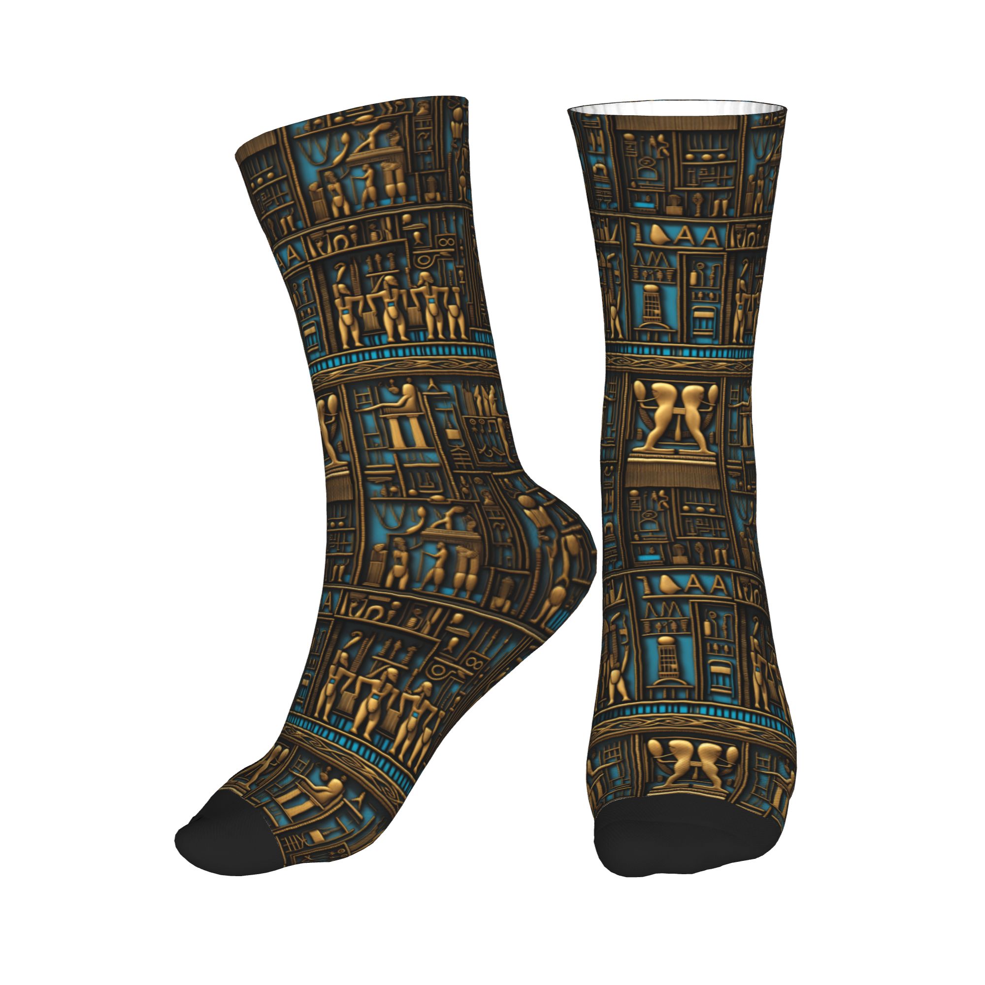 Dress Sock Men - ถุงเท้าลายศิลปะอักษรอียิปต์โบราณสำหรับผู้ชาย ถุงเท้าข้อสั้นพิมพ์ลาย 3 มิติ ระบายอากาศได้ดี ให้ความอบอุ่น