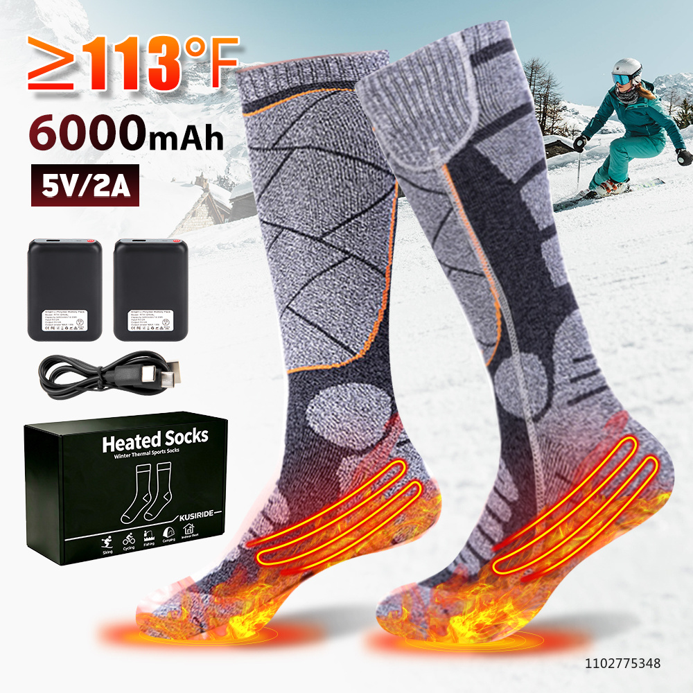 Thermal Sock Winter - ถุงเท้าทำความร้อนแบบใหม่ ชาร์จไฟได้ 6000mah ถุงเท้าทำความร้อนไฟฟ้าสำหรับเล่นสกี สโนว์บอร์ด กีฬากลางแจ้ง