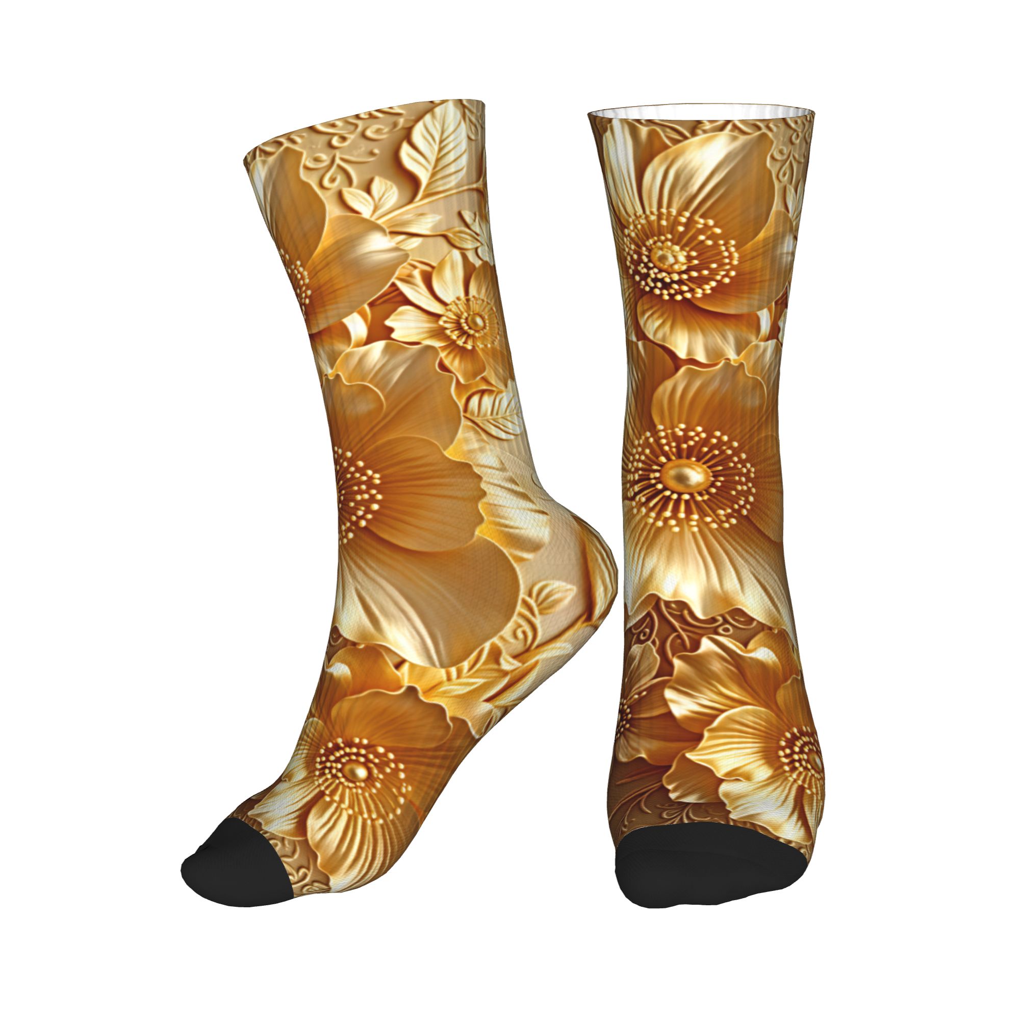 ถุงเท้าลายดอกไม้สีทองนูน 3 มิต - Dress Sock Men บทวิจารณ์และราคา