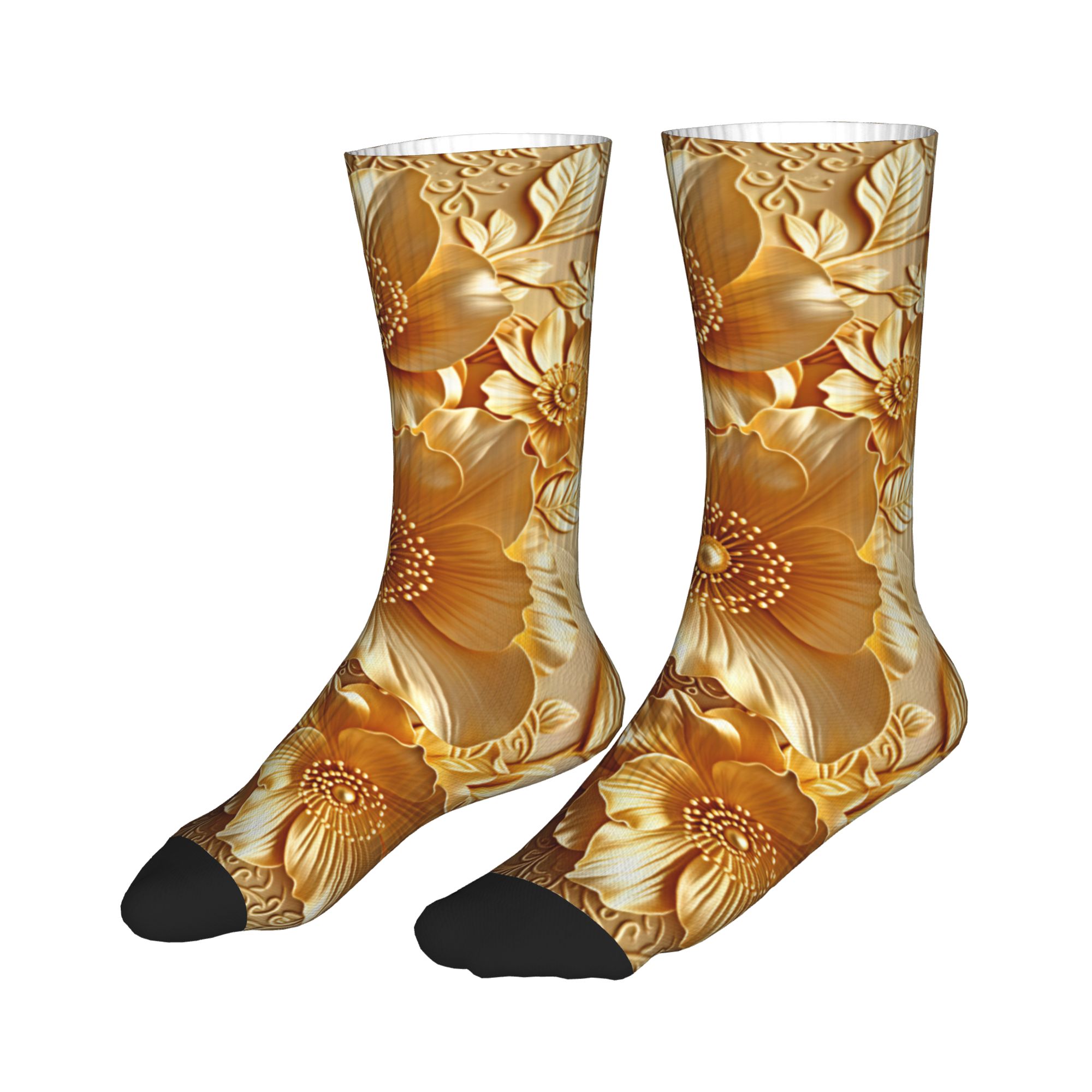 ถุงเท้าลายดอกไม้สีทองนูน 3 มิต - Dress Sock Men บทวิจารณ์และราคา